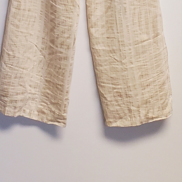 Vintage 1980's Blue Ice Gold Leaf Print Linen Blend Wide Leg Pants 16 - Picture 6 of 6